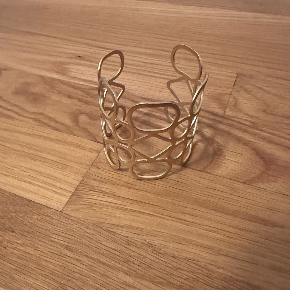 Openwork Gold Cuff Bracelet - Women's Fashion Jewelry